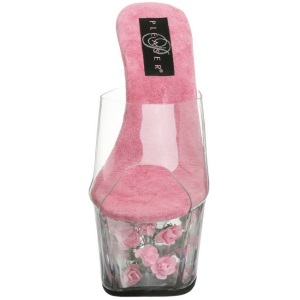 Fucsia Trasparente 18 cm ADORE-701FL Plateau Mules Alte