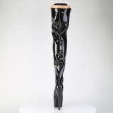 Glitter 18 cm ADORE-3020GP Black thigh high boots with laces high heels