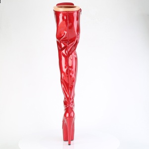 Glitter 18 cm ADORE-3020GP Red thigh high boots with laces high heels