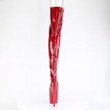 Glitter 18 cm PEEP TOE Red thigh high boots with laces high heels