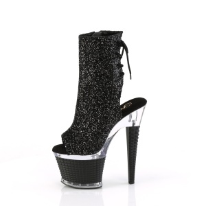 Glitter 18 cm SPECTATOR-1018G stivaletti spuntate con tacco e piattaforma nero