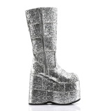 Glitter 18 cm mens knee boots cyberpunk boots excessive platform