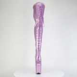 Glitter 20 cm FLAMINGO-3020GP purple thigh high boots with laces high heels