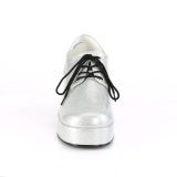 Glitter JAZZ-02G pimp shoes 70s mens disco platform shoes lace-up silver