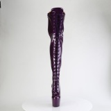 Glitter Viola 18 cm ADORE-3020GP stivali sopra il ginocchio tacco alto con lacci