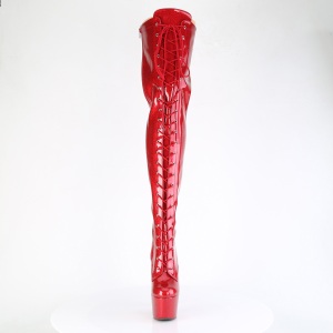 Glitter rosso 18 cm ADORE-3020GP stivali sopra il ginocchio tacco alto con lacci