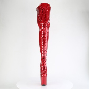 Glitter rosso 20 cm FLAMINGO-3020GP stivali sopra il ginocchio tacco alto con lacci