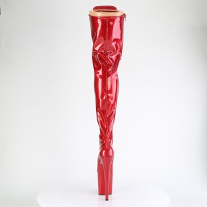 Glitter rosso 20 cm FLAMINGO-3020GP stivali sopra il ginocchio tacco alto con lacci