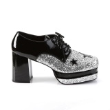 Glitterate GLAMROCK-02 pimp scarpe da magnaccia 70 disco scarpa plateau uomo argento