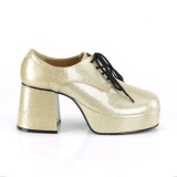 Glitterate JAZZ-02G pimp scarpe da magnaccia 70 disco scarpa plateau uomo oro