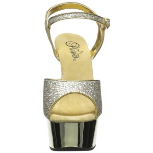 Gold 15 cm Pleaser DELIGHT-609G Chrome Platform High Heel