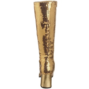 Gold Sequins 8 cm SPECTACUL-300SQ Women Knee Boots