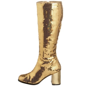 Gold Sequins 8 cm SPECTACUL-300SQ Womens Boots for Men