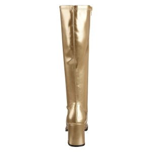 Golden patent boots 7,5 cm GOGO-300 High Heeled Womens Boots for Men