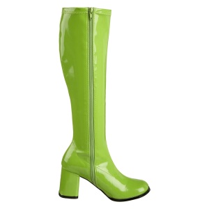 Green patent boots 7,5 cm GOGO-300 High Heeled Womens Boots for Men