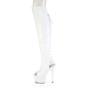 Hologram 18 cm ADORE-3019HWR white thigh high boots open toe with lace up