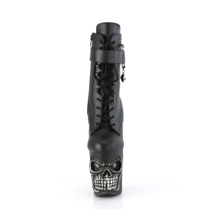 LED Skull platform 20 cm pleaser high heels ankle boots - black