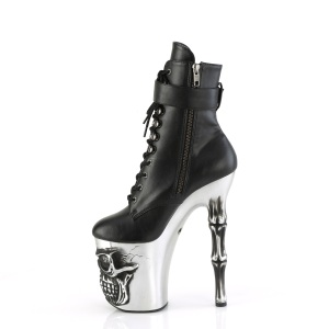 LED Skull platform 20 cm pleaser high heels ankle boots - chrome