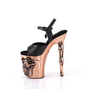 LED Skull platform 20 cm pleaser high heels chrome - brass