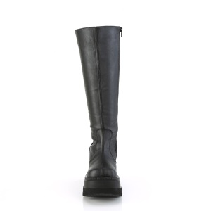 Leatherette 11,5 cm SHAKER stretch platform boots with wide calf