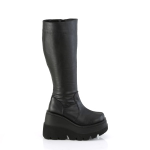 Leatherette 11,5 cm SHAKER stretch platform boots with wide calf