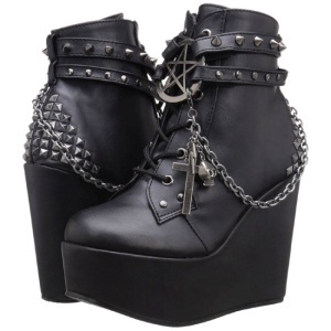 Leatherette 13 cm POISON-101 lolita ankle boots goth wedge platform