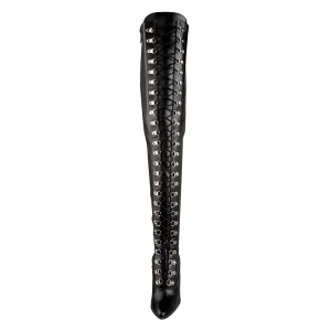 Leatherette 13 cm SEDUCE-3024 Black overknee boots with laces