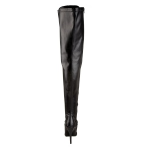 Leatherette 13 cm SEDUCE-3024 Black overknee boots with laces