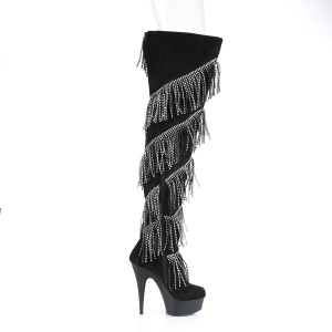 Leatherette 15 cm DELIGHT-3065 Fringe Thigh High Boots