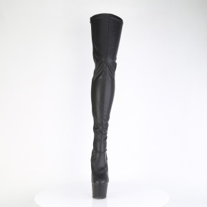 Leatherette 18 cm ADORE-3850 Black overknee boots with laces