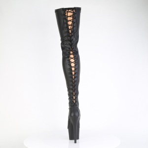 Leatherette 18 cm ADORE-3850 Black overknee boots with laces