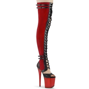 Leatherette 20 cm FLAMINGO-3027-1 overknee boots with laces