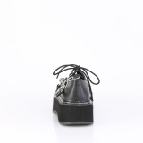 Leatherette 5 cm EMILY-32 Black punk shoes with laces