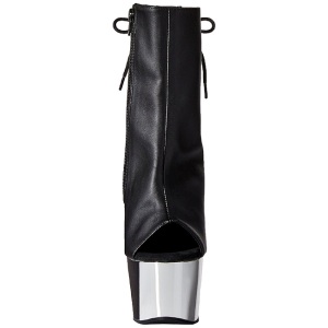 Leatherette Black 18 cm Pleaser ADORE-1018 Chrome Platform Ankle Calf Boots