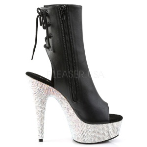 Leatherette rhinestones 15 cm BEJEWELED-1018DM platform ankle boots