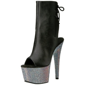 Leatherette rhinestones 18 cm BEJEWELED-1018D7 platform ankle boots