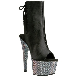 Leatherette rhinestones 18 cm BEJEWELED-1018D7 platform ankle boots