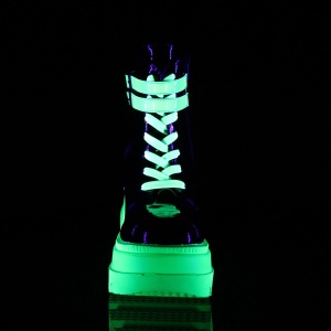 Neon 11,5 cm SHAKER-52 demoniacult stivaletti con zeppa e plateau neri