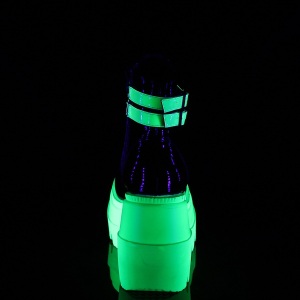 Neon 11,5 cm SHAKER-52 demoniacult stivaletti con zeppa e plateau neri