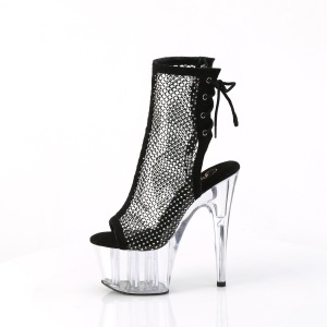 Neri strass stivaletti pleaser con plateau e tacco 18 cm ADORE-1018RM