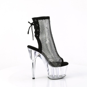 Neri strass stivaletti pleaser con plateau e tacco 18 cm ADORE-1018RM