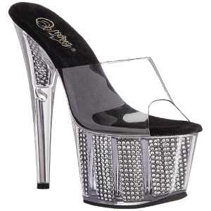 Nero 18 cm ADORE-701SRS Pietre strass plateau ciabatta donna