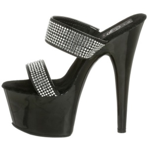 Nero 18 cm ADORE-702-2 Pantofole Tacco Alto Pietre Strass