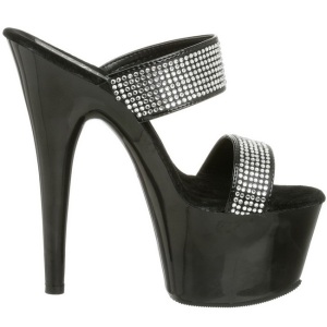 Nero 18 cm ADORE-702-2 Pantofole Tacco Alto Pietre Strass