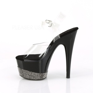 Nero 18 cm ADORE-708-3 glitter plateau con tacco cromo