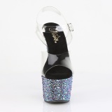 Nero 18 cm BEJEWELED-708MS scarpe tacco alto pole dance e strass plateau