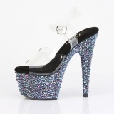 Nero 18 cm BEJEWELED-708MS scarpe tacco alto pole dance e strass plateau