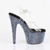 Nero 18 cm BEJEWELED-708MS scarpe tacco alto pole dance e strass plateau