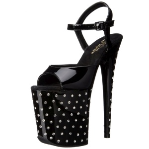 Nero Cristallo Pietra 20 cm STARDUST-809 Platform Scarpe Tacchi Alti