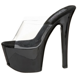 Nero Trasparente 18 cm PLEASER SKY-301 Plateau Mules Alte